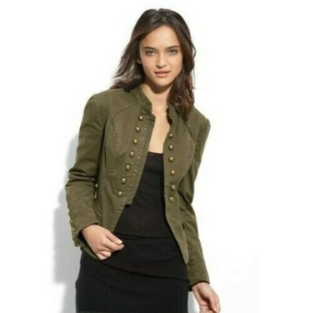 WILLOW & CLAY Green Military Jacket Brass ButtonXS